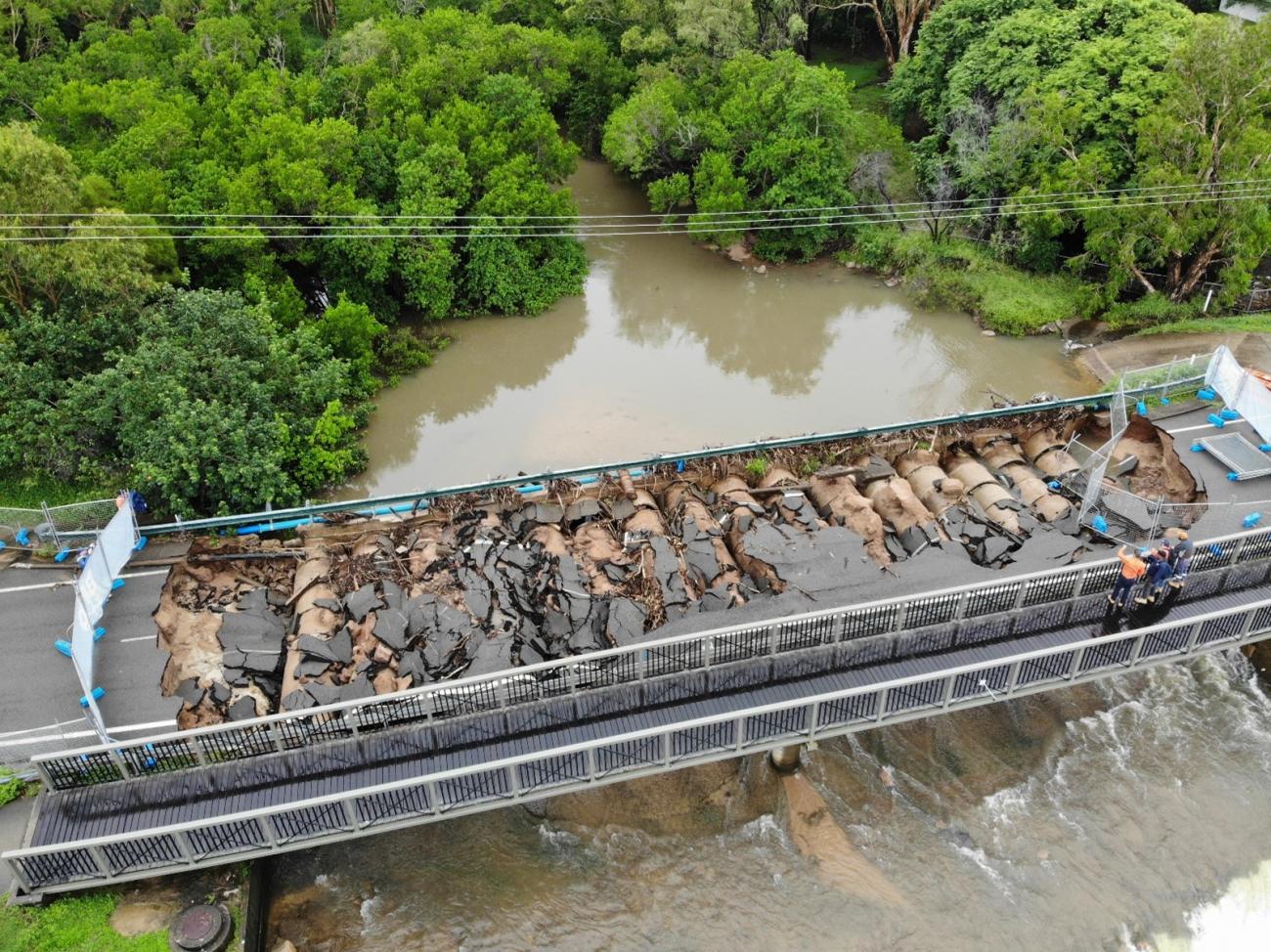 Aerial View of bridge and flooding