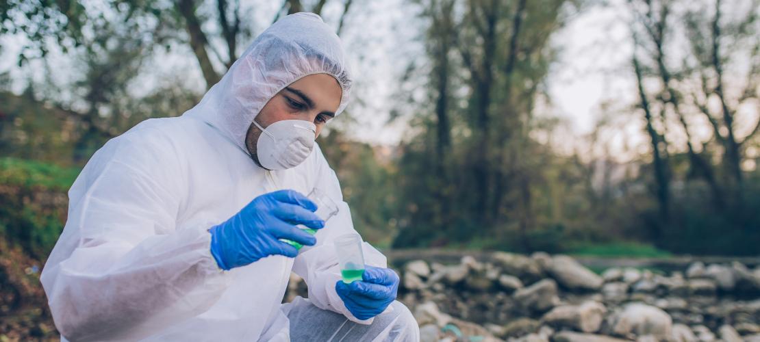 Scientist inspecting water quality