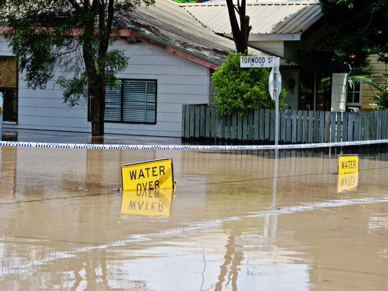 House surrounded by floodwater