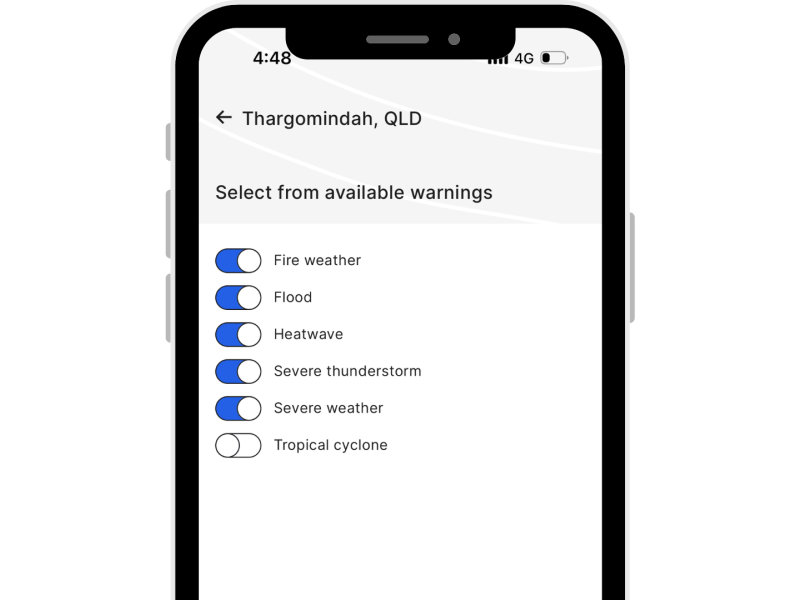 BOM Weather App - customise