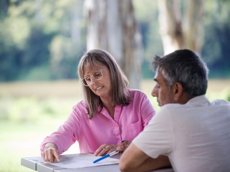 Two friends creating a plan together